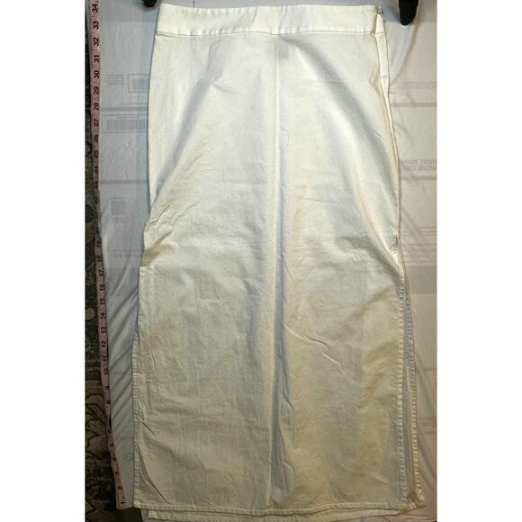 Moda International White Maxi Skirt Size 6 Cotton Blend Side Zip - Picture 2 of 4
